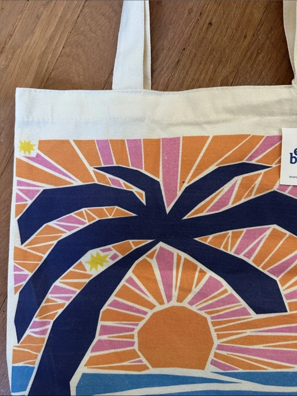 New Earth Breeze ocean conservation turtle tropical palm beach canvas tote bag